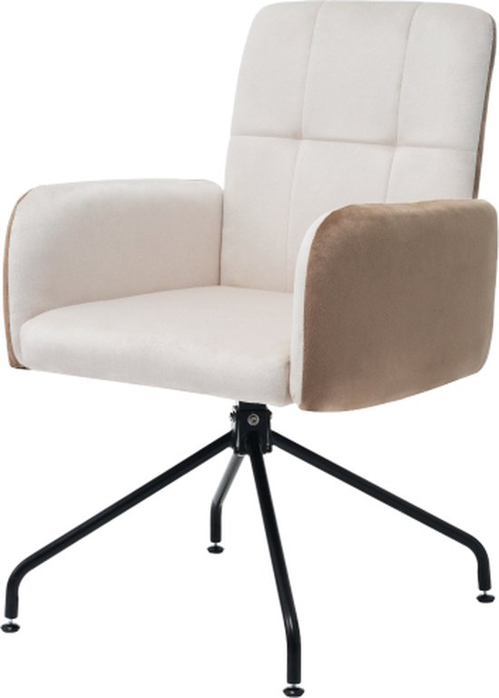 Chaise de salle à manger en velours - Chaises assorties aux couleurs - 1 pièce - Fauteuil - Chaise de bar - Salon - Chambre - Chaise pivotante - Chaise de bureau - Chaise longue à cadre carré - Beige