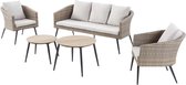 Concept-U - 5 -Seater Garden meubels in beige en zwarte gevlochten hars TIBOUTA