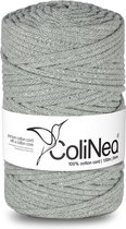ColiNea - Touw - katoenen koord - gevlochten - 5mm, 100m - Grijs met zilver