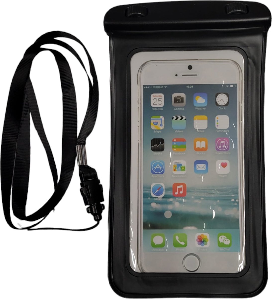 onderwater hoesje telefoon transparant - telefoontasje - universele waterdichte telefoonhoesjes - waterdichte telefoonzakje - waterdichte tas - zwart / transparant - oDaani