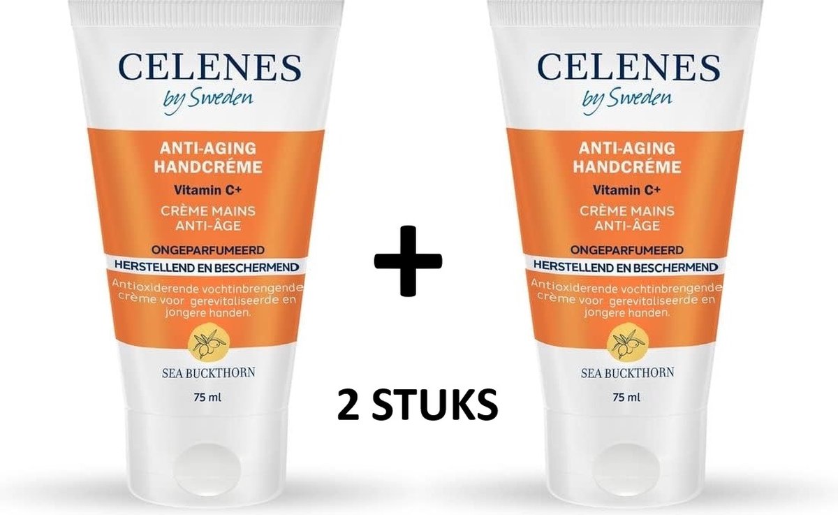 Celenes by Sweden Sea Buckthorn Anti-Aging Handcrème - 75ml x 2 stuks - Vitamine C+