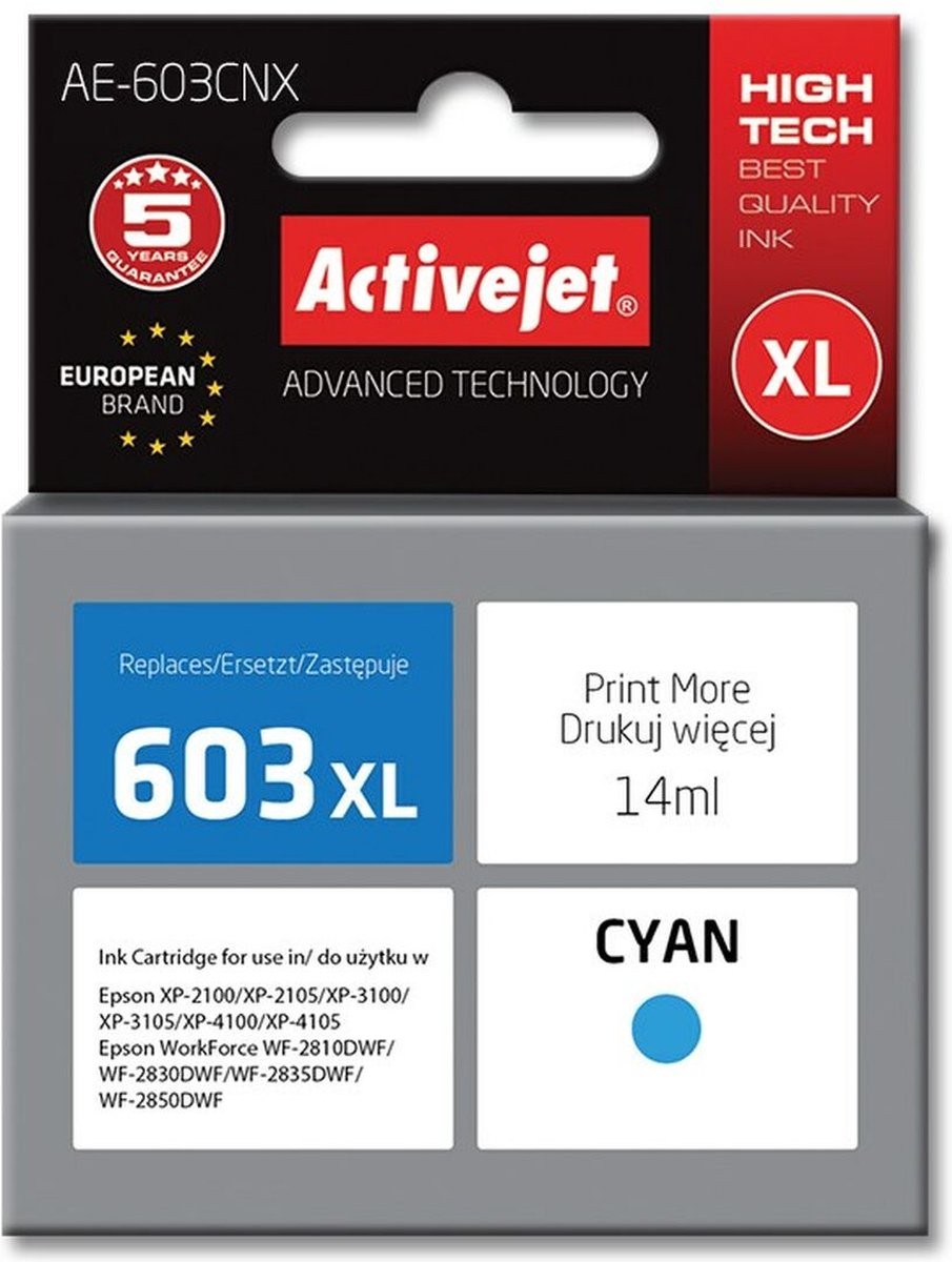 Originele inkt cartridge Activejet AE-603CNX Cyaan
