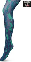 Bonnie Doon Bloemen Panty 60 Denier Donker Blauw Dames maat L/XL - Bloemenprint - Gebloemd - Print - Gladde Naden - Maximaal Draagcomfort - Floral Ornament Tights - Chique Panty - Feestelijk - Donkerblauw - Navy - BP221905.102