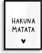 Fotolijst incl. Poster - Hakuna matata - Spreuken - Quotes - 60x80 cm - Posterlijst
