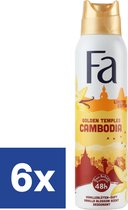 Fa Golden Temples Deo Spray Cambodia - 6 x 150 ml