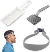 Bastix - 3 stuks barberkam voor mannen, verstelbare tondeuse, handleiding (mogelijk niet beschikbaar in het Nederlands), haarstyler, gebogen positioneringskam, siliconen haarknipband, stylingkam