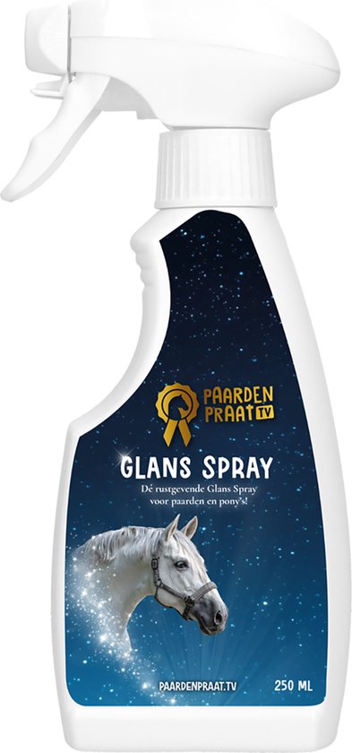 Paardenpraat Glans Spray – Knuffelspray voor paarden – Rustgevende werking – Anti-klit formule – Lavendel – 250 ml - PaardenpraatTV