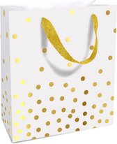 Tasje 18x21x8cm Golden Dots wit