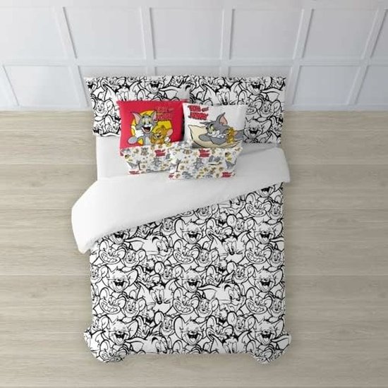 Noorse hoes Tom & Jerry B&W Wit black 260 x 240 cm