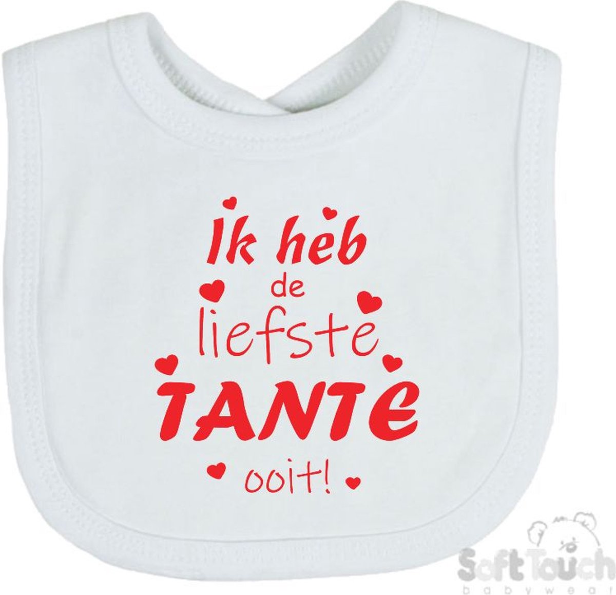 Goedkoopste Soft Touch Slabber Slabbetje Slab Ik heb de liefste TANTE ooit! Unisex Katoen Wit/rood Maat 33x22 Cm