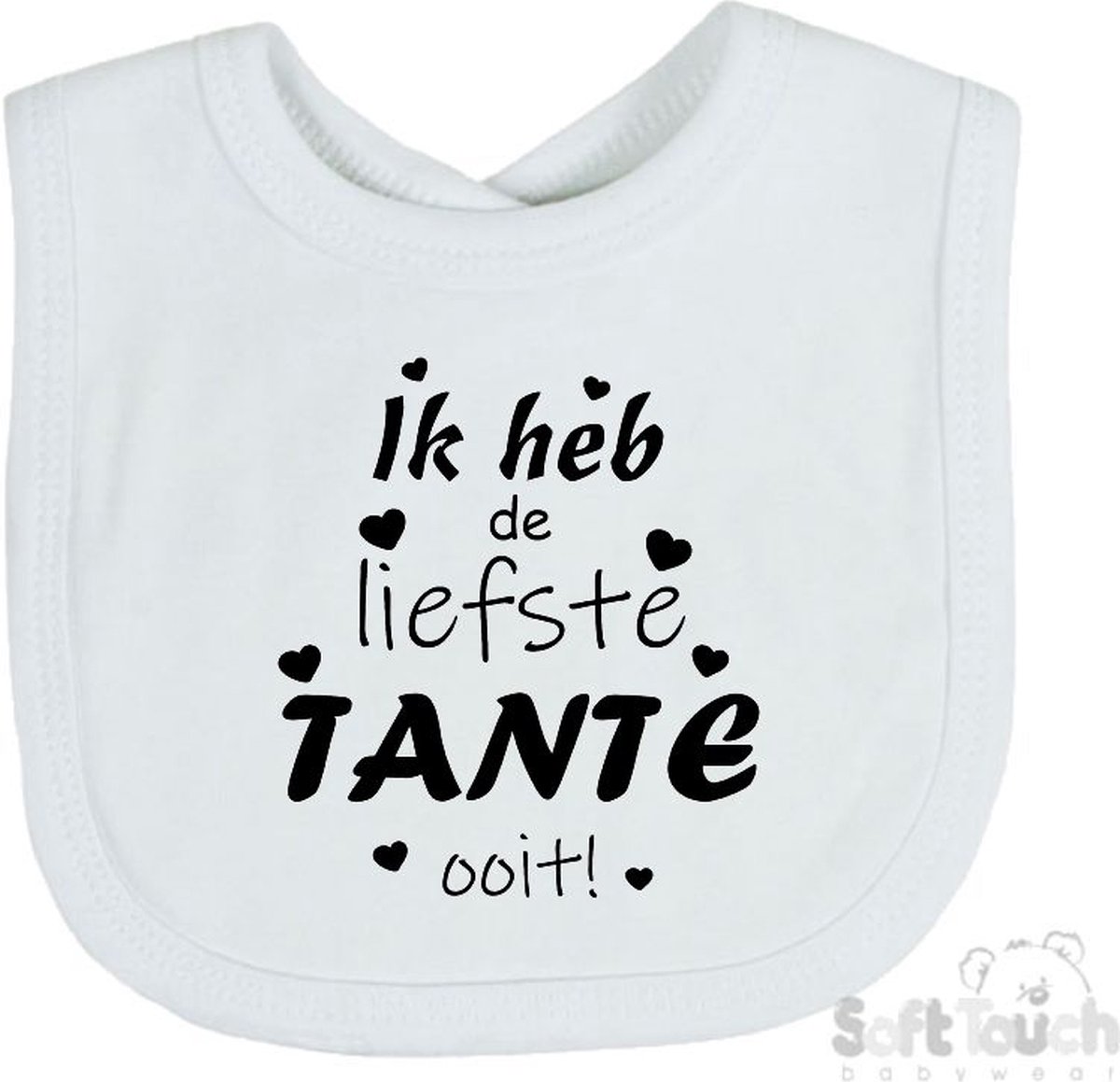 Goedkoopste Soft Touch Slabber Slabbetje Slab Ik heb de liefste TANTE ooit! Unisex Katoen Wit/zwart Maat 33x22 Cm