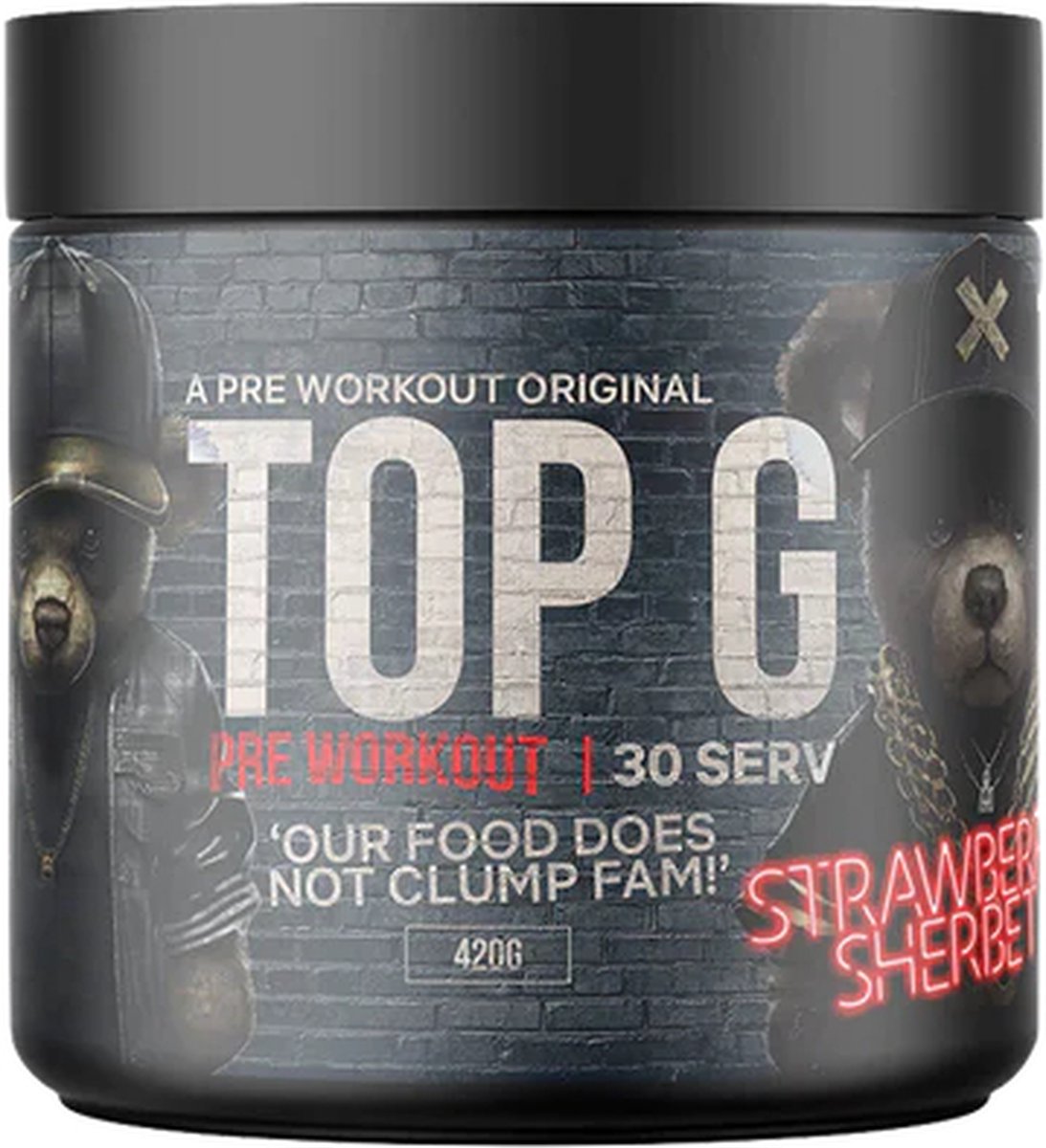 Goedkoopste Top G Pre Workout Energy Strawberry Sherbet - 420 gram - 30 servings - Pre-Workout met Caffeine, Beta Alanine, L-Citrulline, L-Tyrosine, Taurine en Choline - Verhoog je Focus en Energie voor Fitness en Krachttraining - Energy Drink - Slechts €29.99
