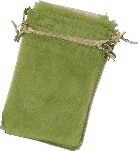 Fako Bijoux® - Sacs Organza - 13x18cm - Sacs de fête - Sacs à bonbons - Sacs cadeaux - Sacs à bijoux - Vert olive - 50 Pièces