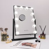 Faseras Hollywood Make Up Spiegel LED - 5x Zoom - Ophangbaar - Zwart - 30x41cm