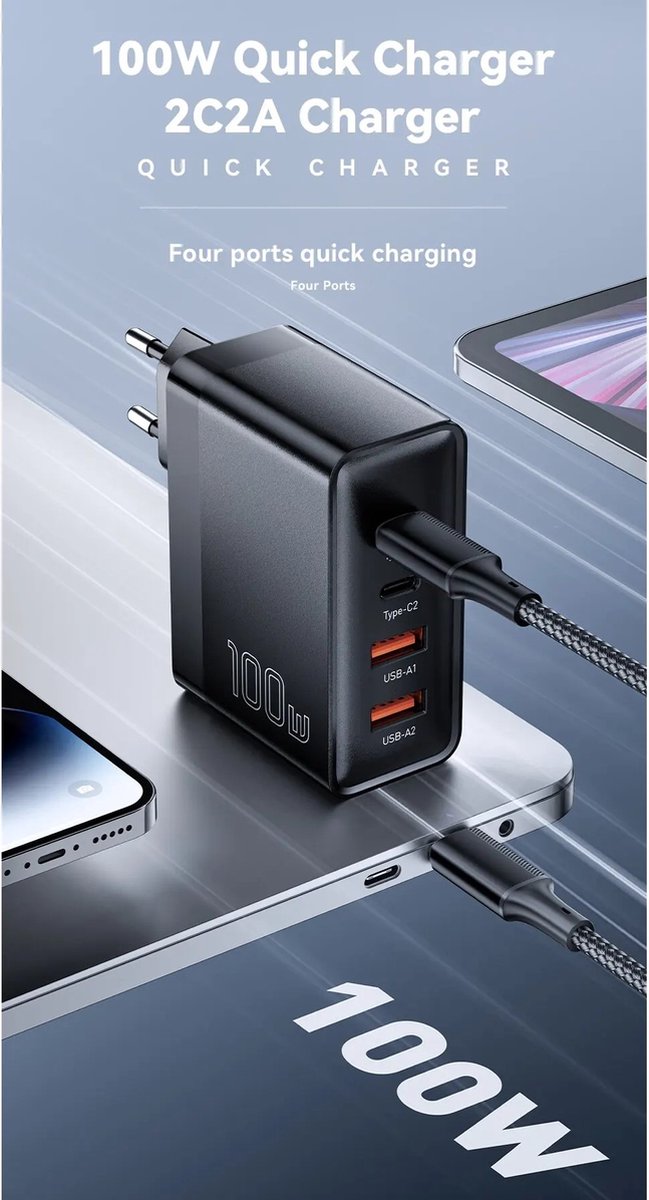 100W GaN USB Type C Caricabatterie PD QC snel opladen 4.0 3.0 Type C Ricarica Rapida Per iPhone 14 13 12 Xiaomi Macbook