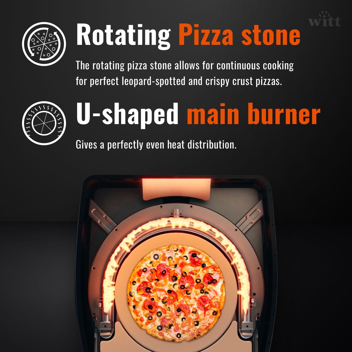 Witt Etna Rotante - Four à pizza au gaz - Noir