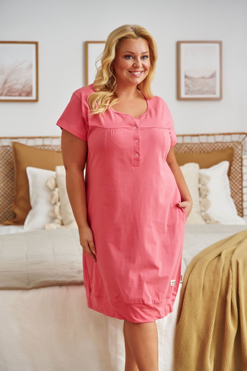 Doctor Nap Katoenen Nachthemd Dames Borstvoeding Zwangerschap TCB.4348 Coral 36 / Koraal