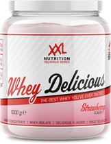 XXL Nutrition - Whey Delicious - Aardbei - Wei Eiwitpoeder met BCAA & Glutamine, Proteïne poeder, Eiwit shake, Whey Protein - 1000 gram