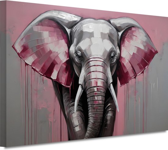 Olifant schilderijen - Dieren wanddecoratie - Muurdecoratie Verf - Schilderijen op canvas industrieel - Muurdecoratie canvas - Muurkunst 100x75 cm