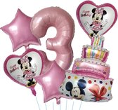 Minnie Mouse Ballonnen Set - Leeftijd: 3 Jaar - Roze Ballonnen - Kinderverjaardag - Feestversiering - Verjaardag Versiering - Mickey & Minnie Mouse - Disney Kinderfeestje - Feestpakket - Roze Verjaardag Ballonnen- Minnie Mouse Ballonnen -Taart ballon