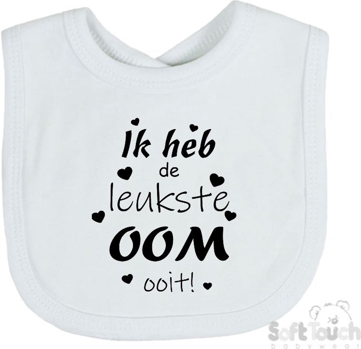 Goedkoopste Soft Touch Slabber Slabbetje Slab Ik heb de leukste OOM ooit! Unisex Katoen Wit/zwart Maat 33x22 Cm