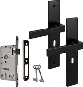 Eliot® deurklink op schild baardsleutel 72mm - incl. insteekslot met 2 sleutels - mat zwart