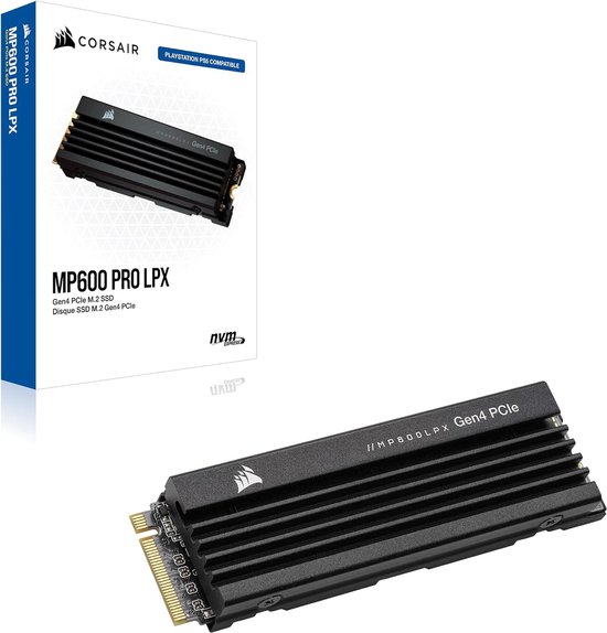 Corsair MP600 PRO LPX 4TB M.2 NVMe PCIe x4 Gen4 SSD - Geoptimaliseerd voor PS5 (Tot 7,100MB/sec Sequential Read-Snelheden, 6,800MB/sec Sequential Write-Snelheden) Zwart