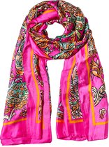 Nouka Echarpe Femme Multicolore Rose - Imprimé Unique - Toucher Soie - Echarpe Fine & Légère - Châle Aéré - Printemps/Eté - 90 x 180 cm