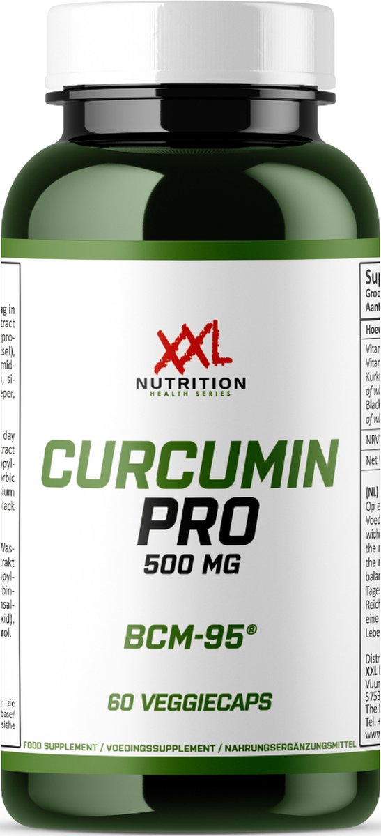 Goedkoopste XXL Nutrition - Curcumin Pro - 500mg BCM-95 Kwaliteit Bio-Curcumin - 5mg Bioperine - Met Vitamine C & Vitamine D - Supplement - 60 Capsules