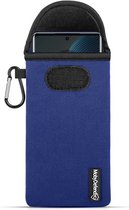 Hoesje voor Motorola Edge 50 Fusion - MobyDefend Neopreen Pouch Met Karabijnhaak - Insteekhoesje - Riemlus Hoesje - Blauw - GSM Hoesje - Telefoonhoesje Geschikt Voor Motorola Edge 50 Fusion