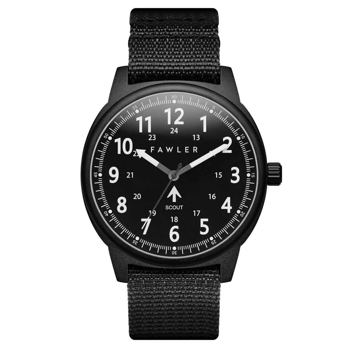 Fawler - Heren - Zwart Horloge - Nylon - 35mm