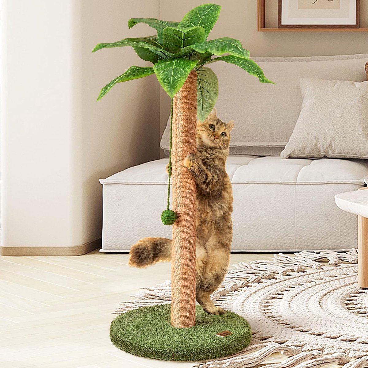 Château Animaux® Krabpaal voor Katten 85 cm - Kattenboom - Groen & Bruin - Kattentoren - Sisal touw - Kattenpaal
