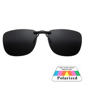 Fako Sunglasses® - Clip On Voorzet Zonnebril - Overzet Clip-on - Polariserend - Polarized - Large - 130x43mm - Zwart
