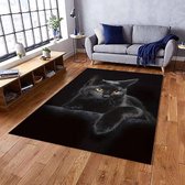 Vloerkleed kat - zwarte kat - poes - anti-slip - tapijt - keukenkleed - salontafel kleed - woonkamer - slaapkamer - 80 x 120 cm