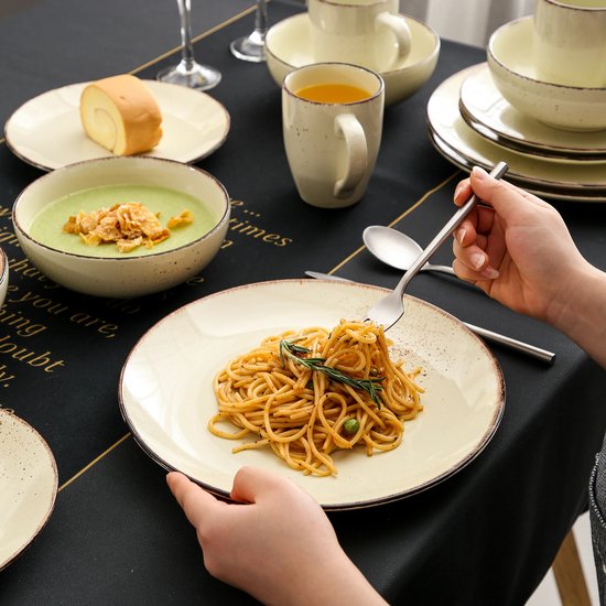 Luxe Serviesset - 32 delig - 8 persoons - Porselein - Bordenset - Dinner platen - Dessertborden - Kommen - Mokken - Schaaltjes - Beige — afbeelding 2