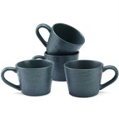Mugs en faïence Navaris pour 4 personnes - Ensemble de tasses élégant 4 pièces - Mugs empilables - Passent au micro-ondes et au lave-vaisselle - Blauw