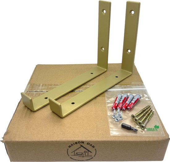 Maison DAM - Porte-étagères forme L up - Pour étagère 20cm - Or - Acier