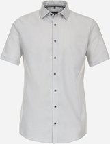 VENTI modern fit overhemd - korte mouw - dobby - grijs - Strijkvrij - Boordmaat: 37