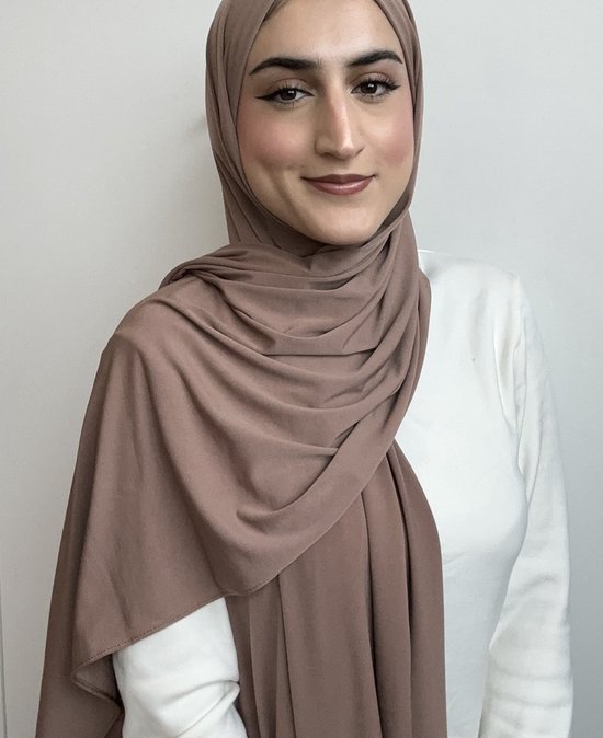 Hijab Premium Jersey Cappuccino - Sjaal - Hoofddoek - Turban - Jersey Scarf - Sjawl - Dames hoofddoek - Islam