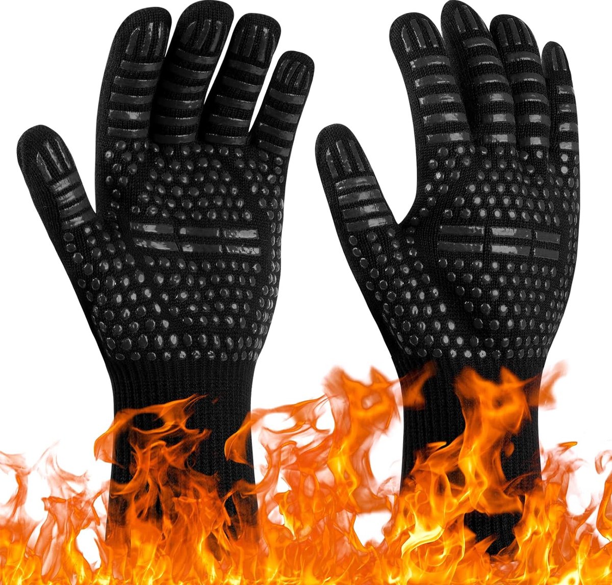 Adamant Grillhandschuhe für Hitzeschutz bis zu 800°C [EN407 Zertifiziert] - Ofenhandschuhe Set