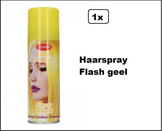 Foto: Haarspray flash geel 125 ml kleur festival thema feest party verjaardag carnaval