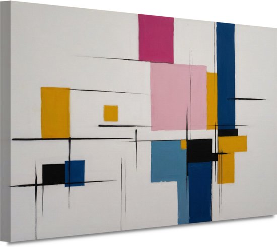 Lijnen schilderijen - Abstracte kunst wanddecoratie - Canvas schilderijen Minimalistisch - Muurdecoratie landelijk - Schilderijen op canvas - Kunst aan de muur 150x100 cm