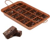 Brownie bakvorm met scheidingswand en hefbodem - Cakevorm voor 18 mini cakes - Antiaanbaklaag - Carbonstaal - Bruin Square baking pan