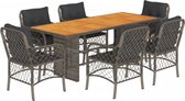 vidaXL - 7-delige - Tuinset - met - kussens - poly - rattan - grijs