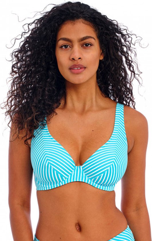 Freya JEWEL COVE YOUR HIGH APEX BIKINI TOP Haut de bikini femme - Rayure turquoise - Taille 85E