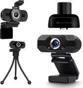 Quality4Less™ - Webcam pour PC - Full HD - Incl. cache trépied et webcam - Plug & Play - Modèle amélioré 2024