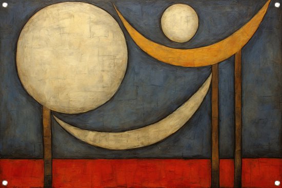 Maan tuinposter - Abstracte kunst tuinposter - Tuinposters Moderne kunst - Tuin - Tuin accessoires - Tuindecoratie wanddecoratie tuinposter 105x70 cm