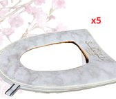 Livano Wc Bril Hoes - Toiletbril Cover - Toiletbril - Wc Deksel - Wasbaar - Verwarmde Wc Bril - (Niet Elektrisch) - Zacht - 5x Wit
