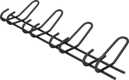 1x Luxe kapstokken / jashaken zwart met 4x dubbele brede haak - hoogwaardig metaal - 16 x 53 cm - kapstok/wandkapstok/deurkapstok