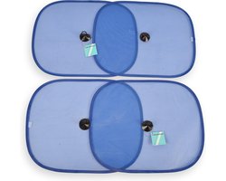 Set van 4 Stuks Rechthoekige Zonneschermen voor Auto - Blauw - 44cm x 36cm - Met Zuignappen - Voorruit & Achterruit - Alledaagse Autoaccessoires